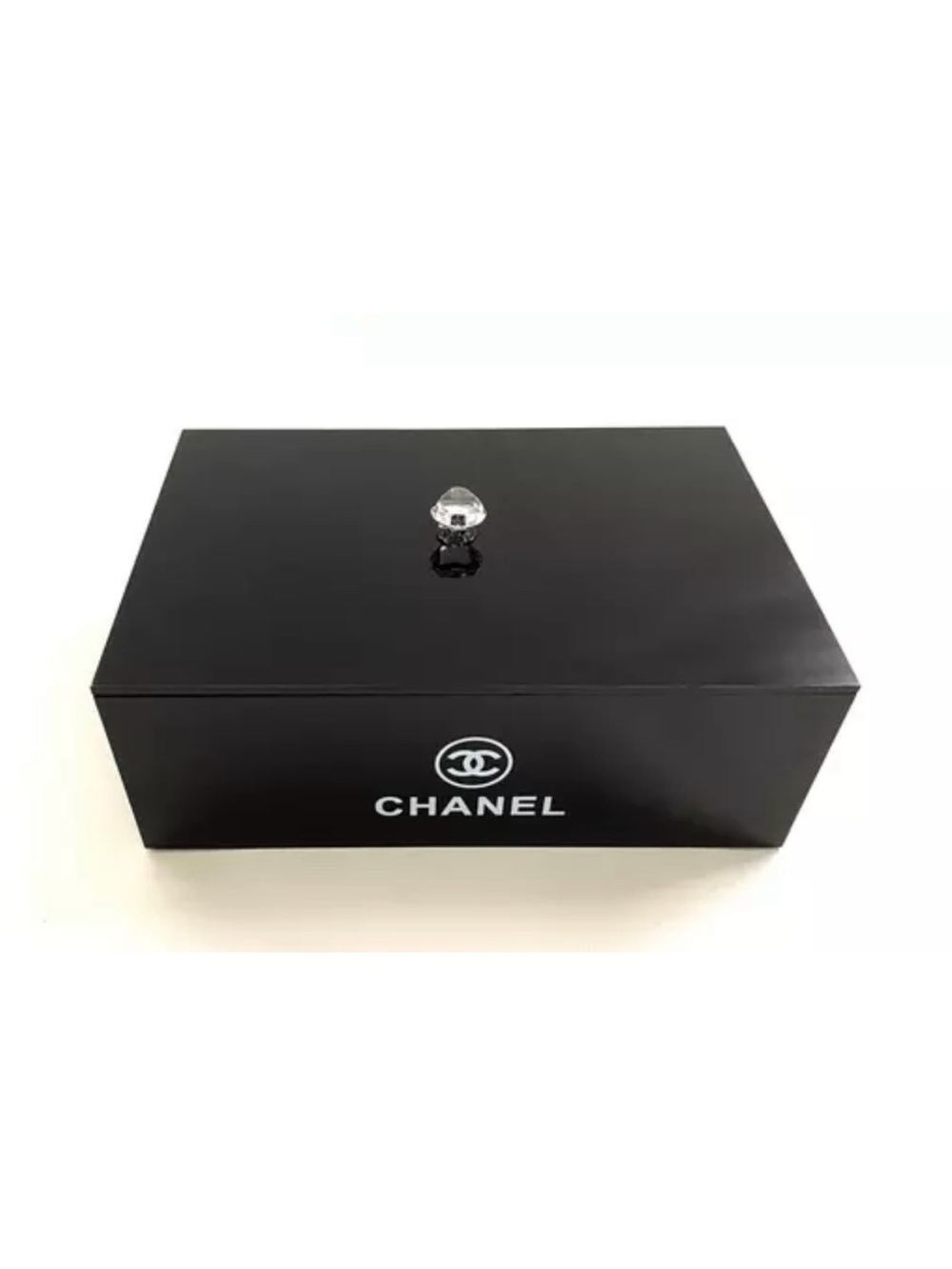 CHANEL Black Box Jewelry Box with Crystal Knob
